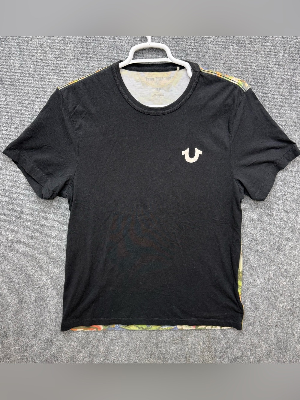 True Religion Men’s Black T Shirt Tibetan Mandala Buddha Back Graphic Size XL/TG